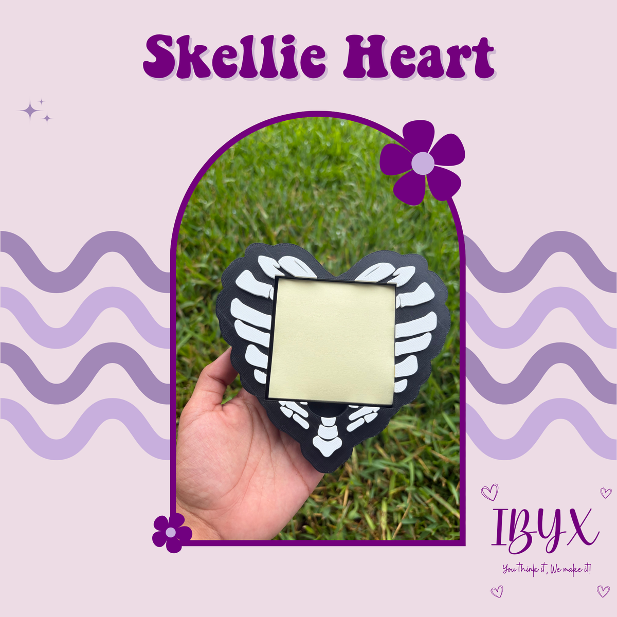 Sticky Note Holder - Skellie Heart