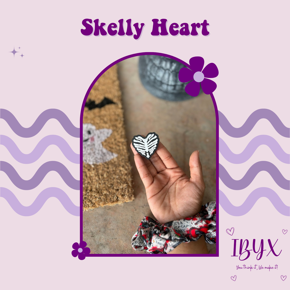Straw Topper - Skelly Heart